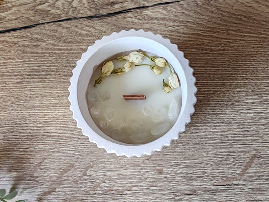 Vela flor de algodón - Cuarzo blanco